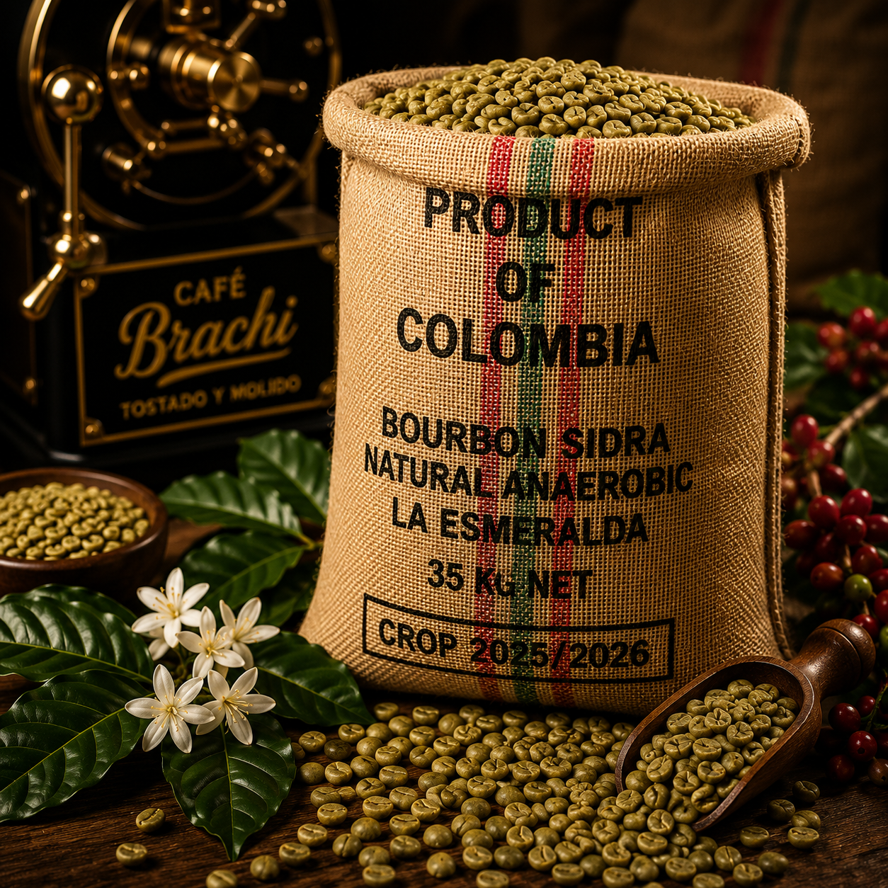Cafe Verde de Especialidad de Competición Colombia Bourbon Sidra